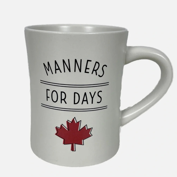 Indigo Canada Manners for Days Coffee Tea Mug Black White Red Maple Leaf 16 oz. - Picture 1 of 9